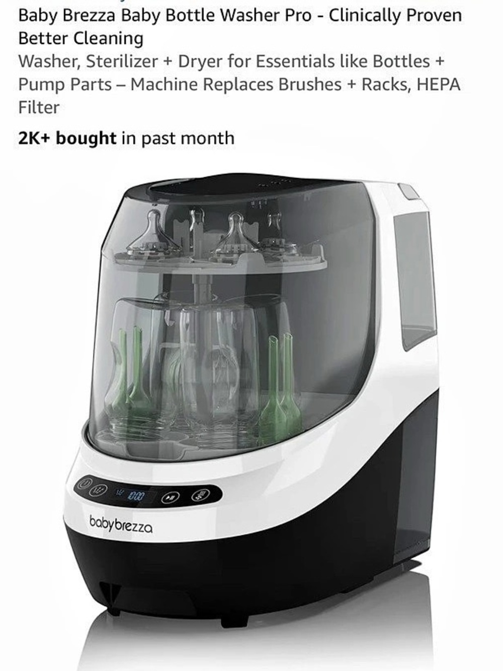 baby brezza Bottle Washer Pro in Black & White